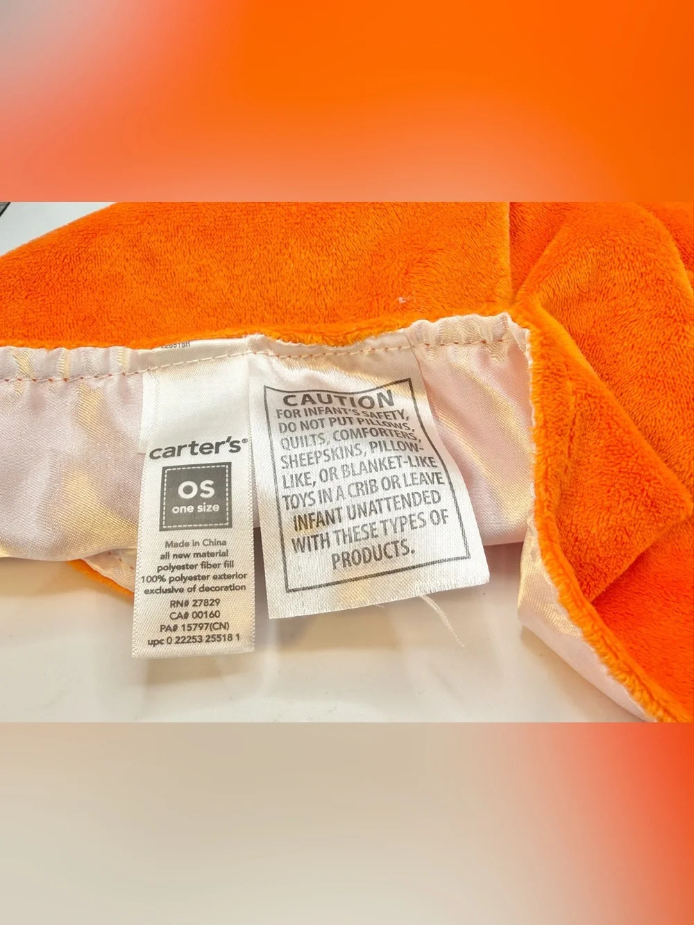 Carter's Plush Security Blanket, Pumpkin Monkey Halloween stuffy